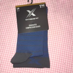 Blue gray stripe compression socks